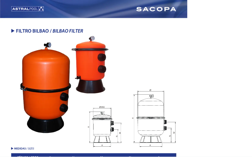 Page 1 of the manual Technical Sheet AstralPool Bilbao
