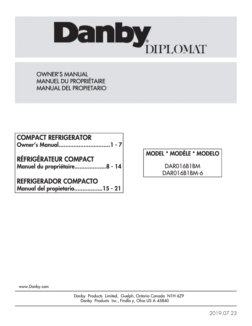 First page image of the manual for DAR016B1BM-6