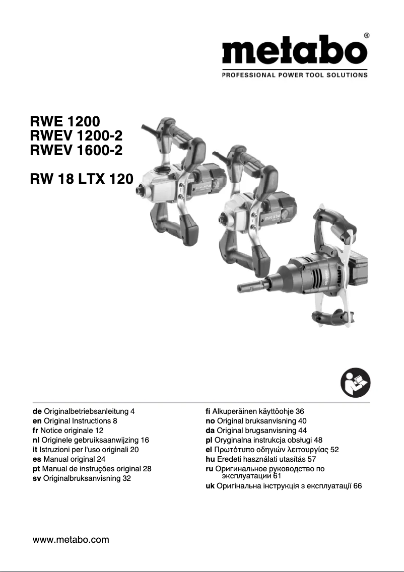 Page 1 of the manual User Manual Metabo RWE 1200