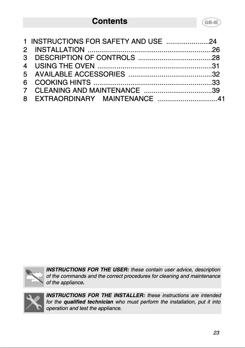 Page 1 of the manual User Manual Smeg S 890 AMFR PMFR