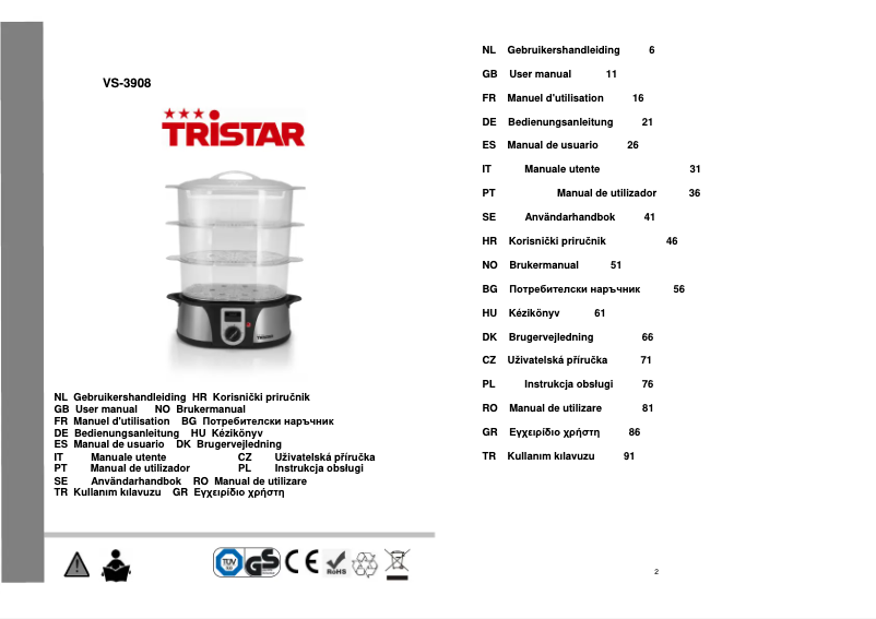 Image de la première page du manuel de l'appareil VS-3908