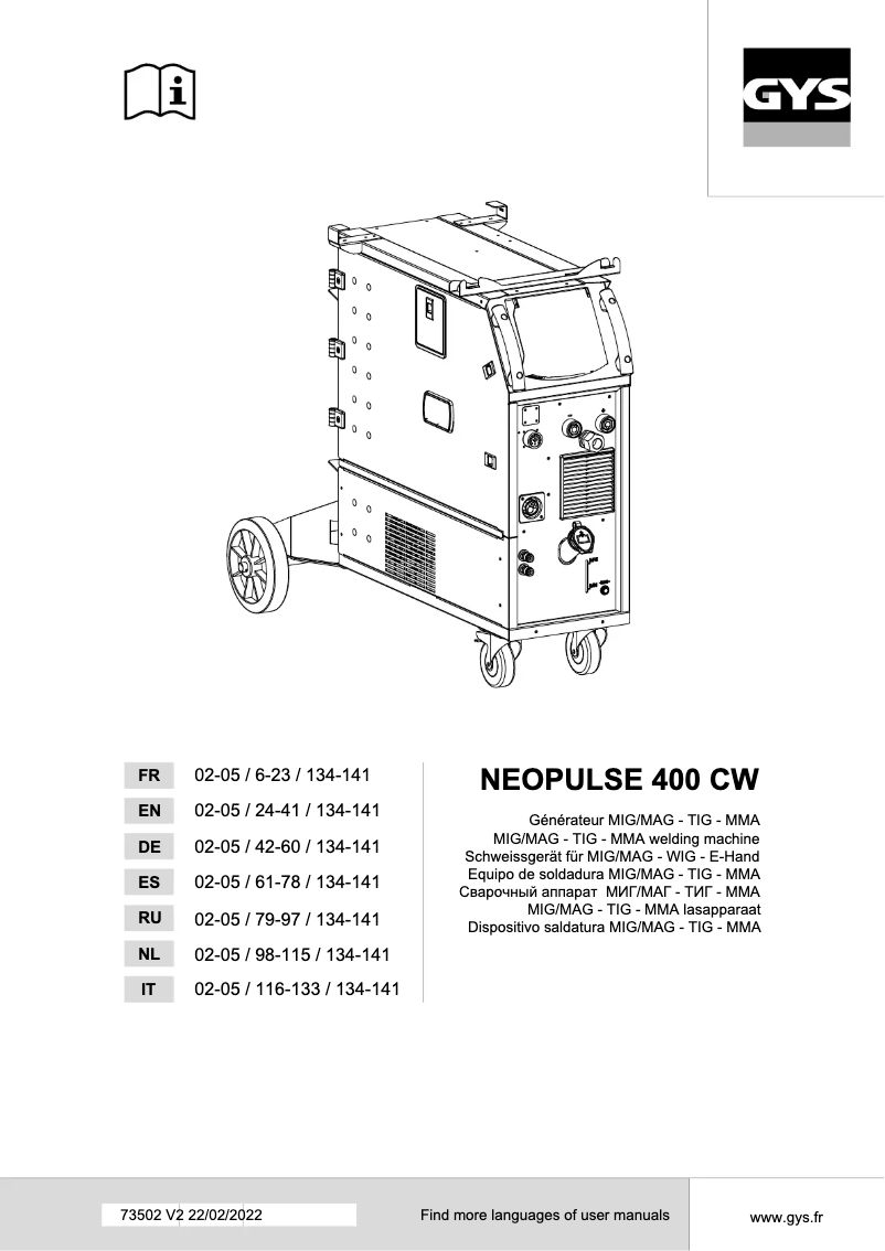Page 1 of the manual User Manual GYS Neopulse 400 CW