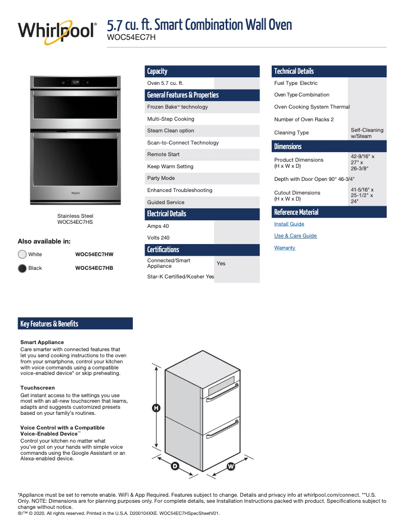 Image de la première page du manuel de l'appareil WOC54EC7HB