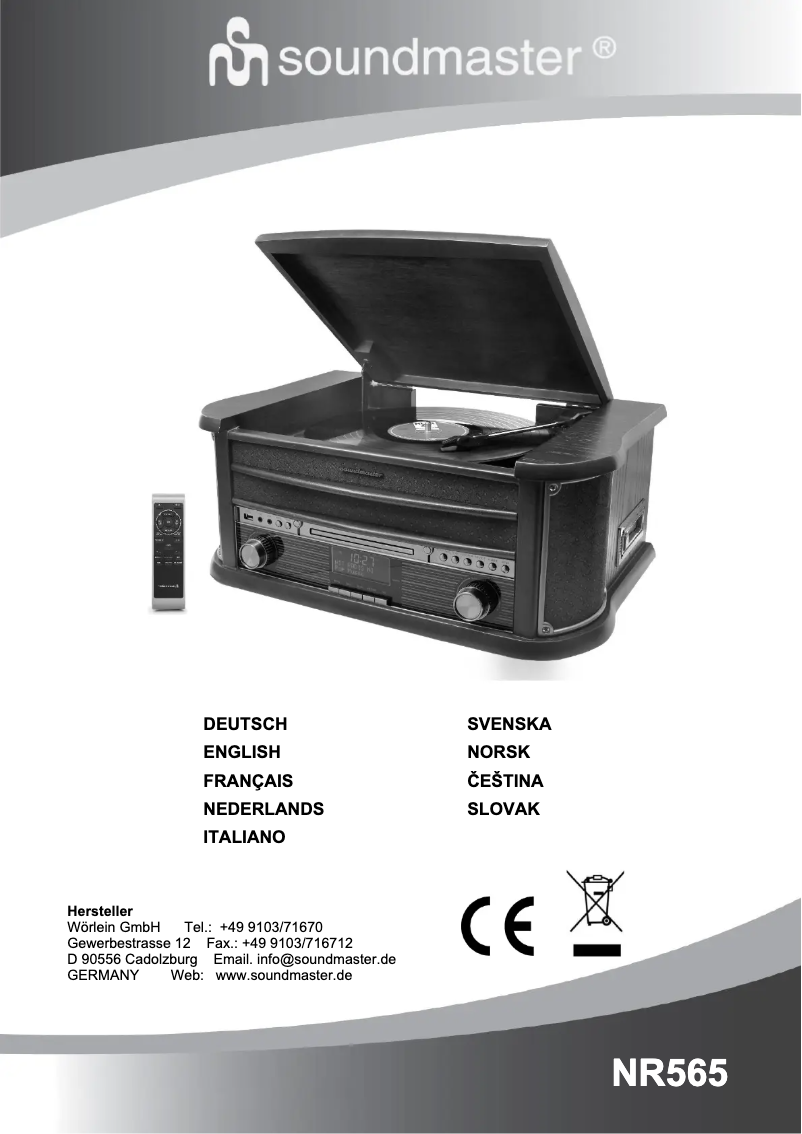 First page image of the manual for NR565