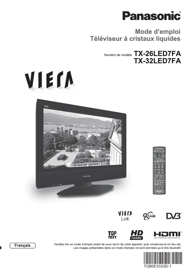 First page image of the manual for Viera TX-32LED7FA