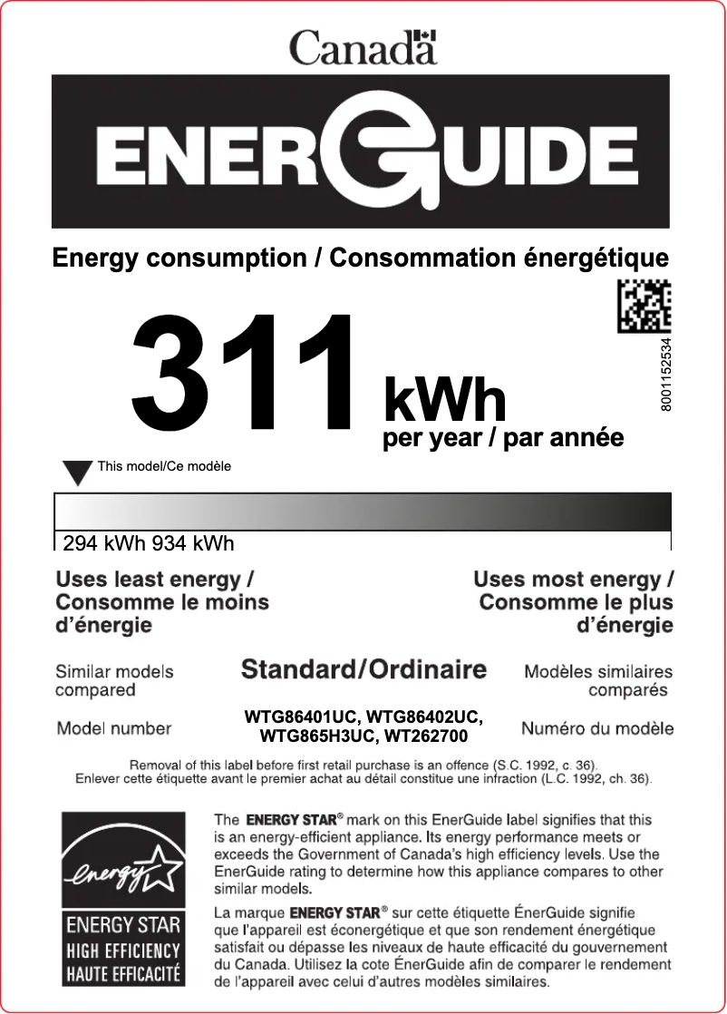 Page 1 of the manual Energy Label Bosch WTG865H3UC