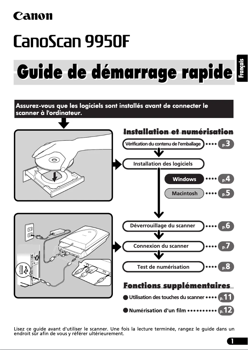 Page 1 of the manual User Manual Canon CanoScan 9950F