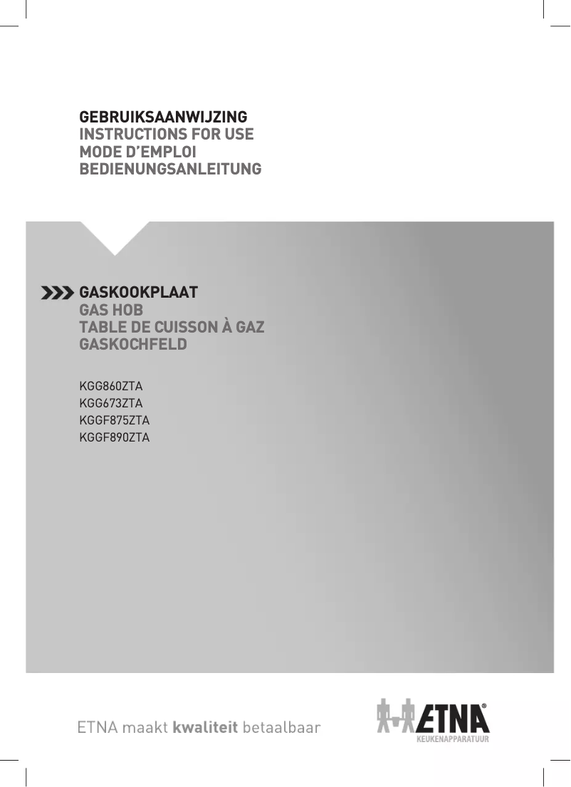 First page image of the manual for KGGF890ZTA