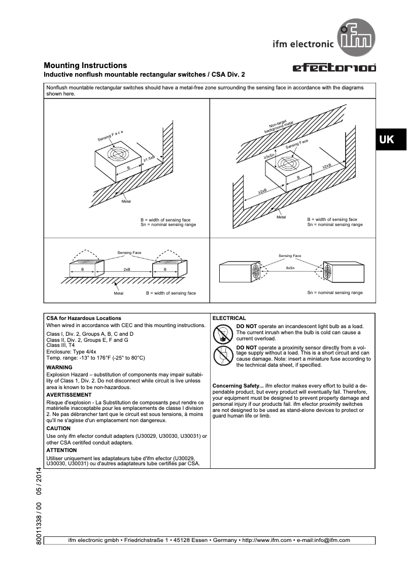 Page 1 of the manual User Manual IFM IN0098