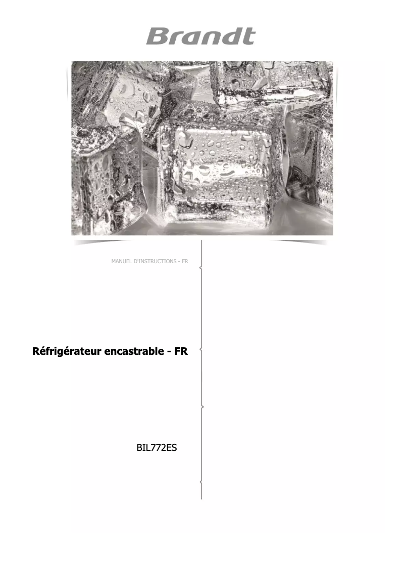 Page 1 de la notice Manuel utilisateur Brandt BIL772ES