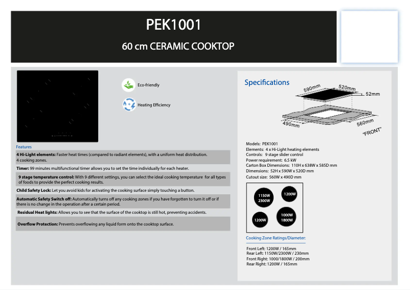 First page image of the manual for PEK 1001