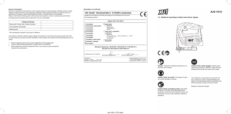 Page 1 of the manual User Manual XU1 XJS-101U