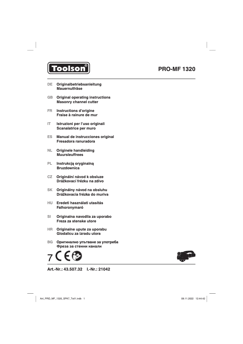 Page 1 of the manual User Manual Toolson PRO-MF 1320