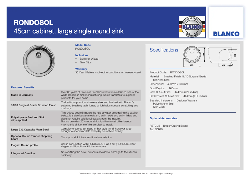 Image de la première page du manuel de l'appareil RONDOSOL