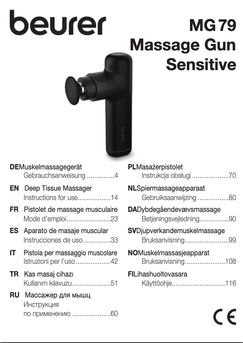 Page 1 of the manual User Manual Beurer MG 79