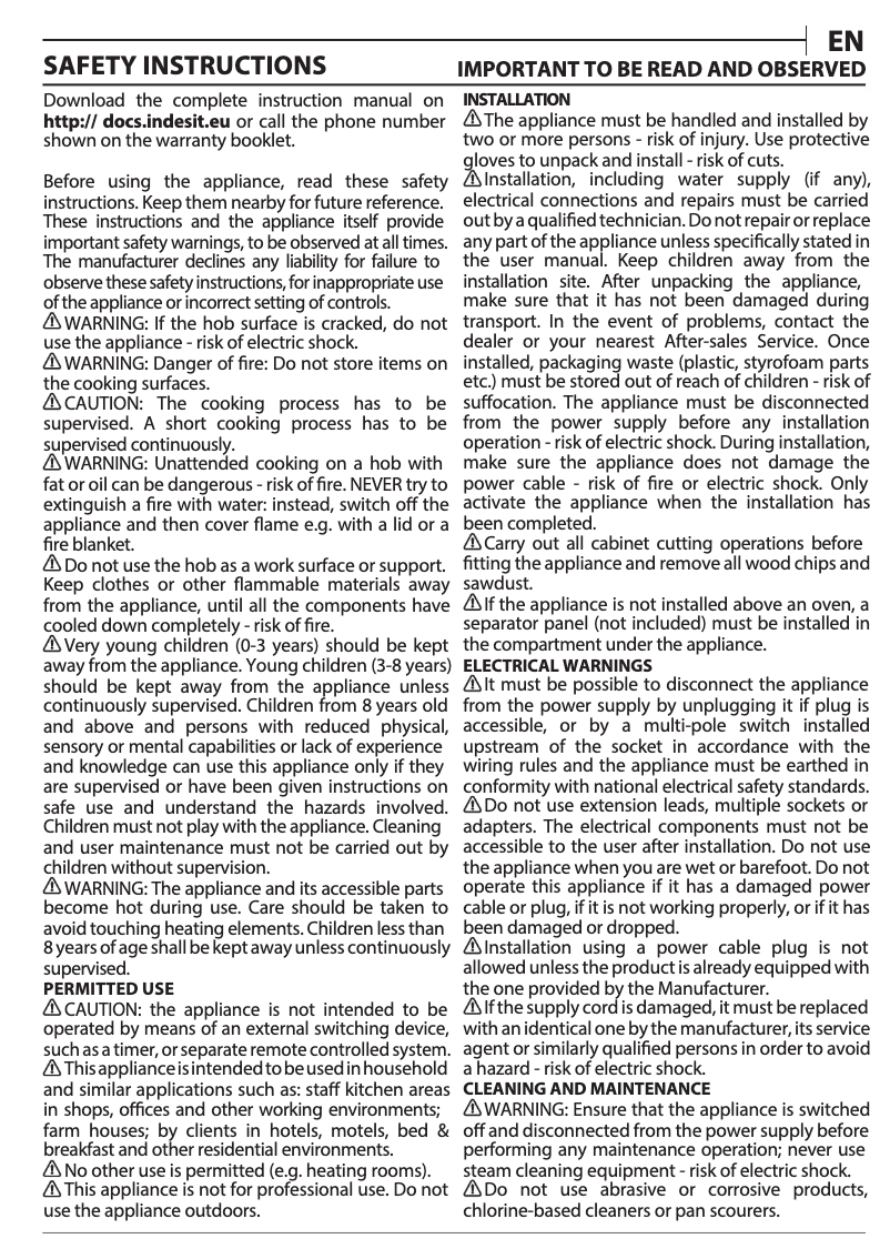 First page image of the manual for RI 261 X