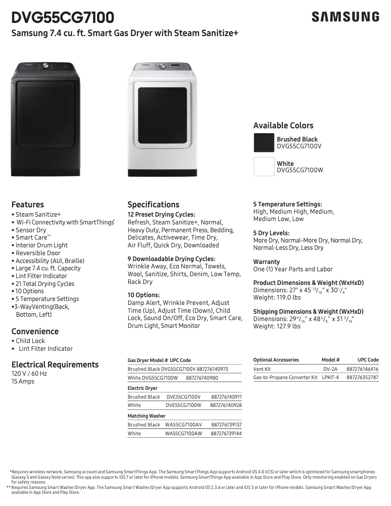 First page image of the manual for DVG55CG7100V