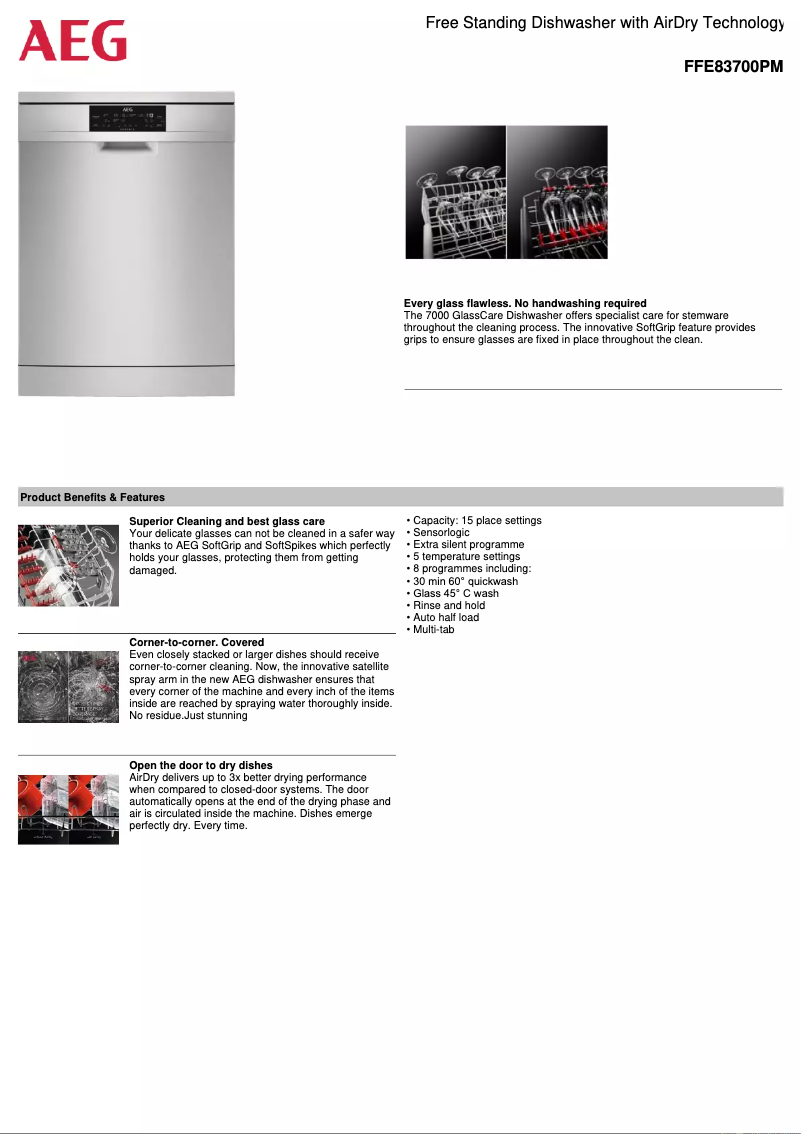 First page image of the manual for FFE83700PM