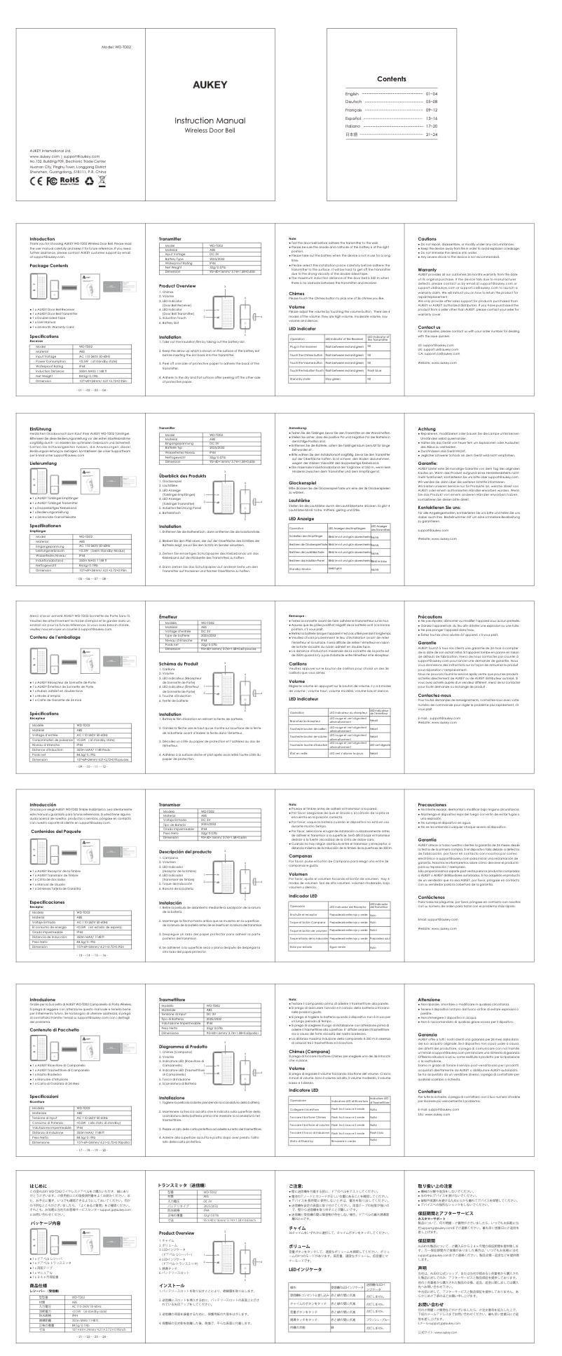 Image de la première page du manuel de l'appareil WD-TD02