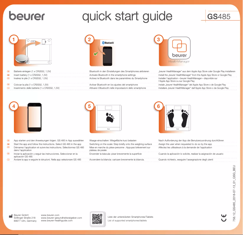 Page 1 of the manual User Manual Beurer GS 485