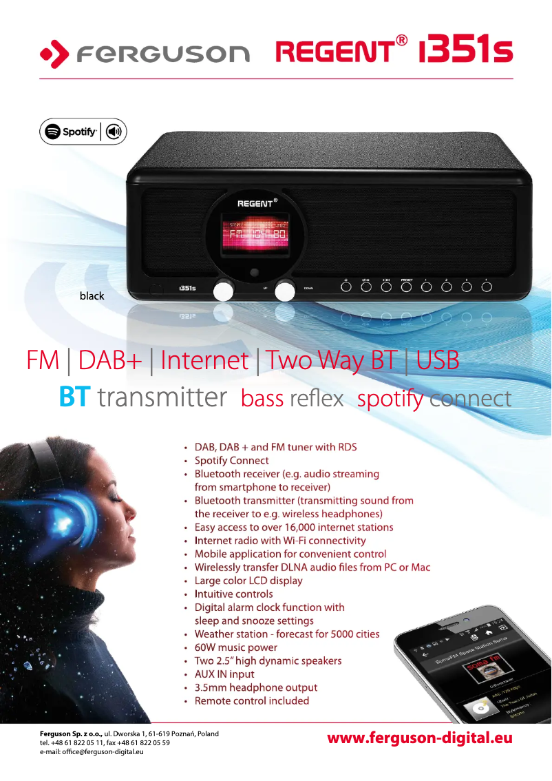Page 1 of the manual Technical Sheet Ferguson Regent i351S