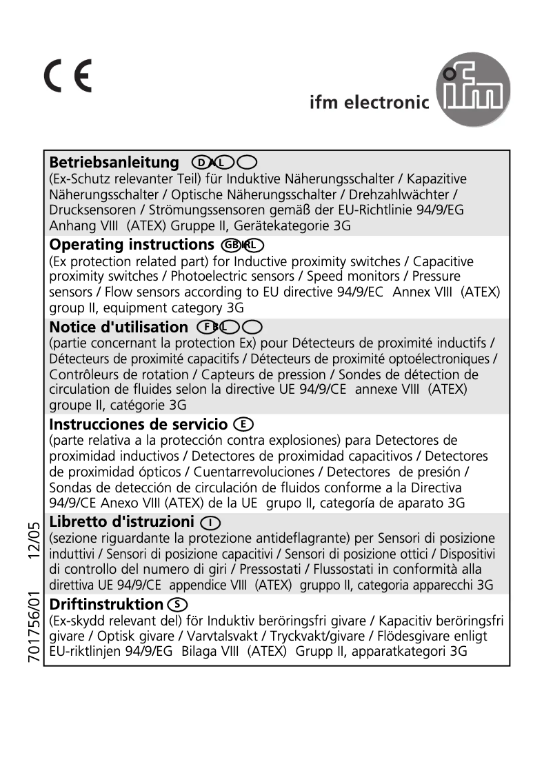 First page image of the manual for IFT23A