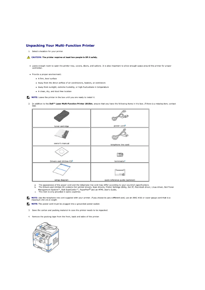 First page image of the manual for 1815dn