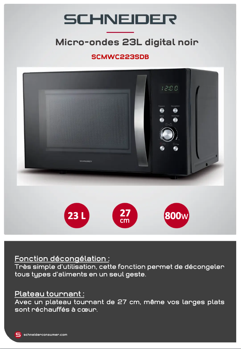 Page 1 of the manual Technical Sheet Schneider SCMWC223SDB