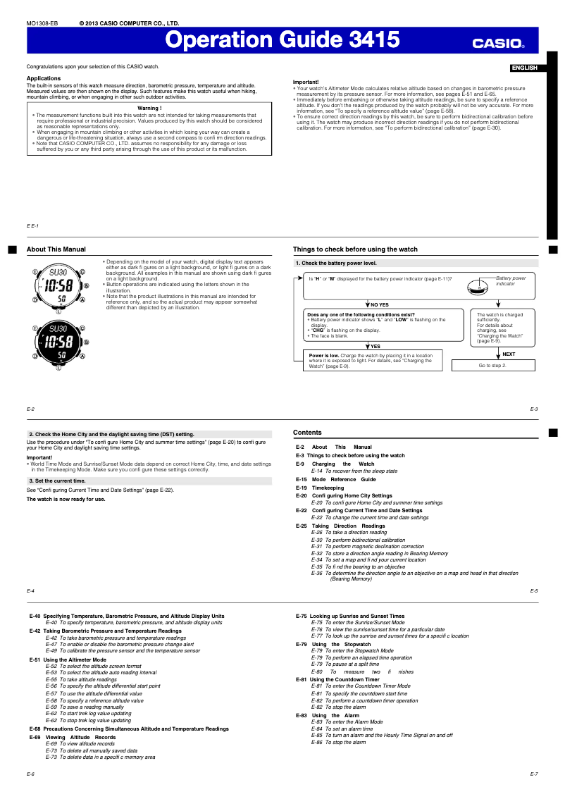 First page image of the manual for Pro Trek PRG-270-1ER