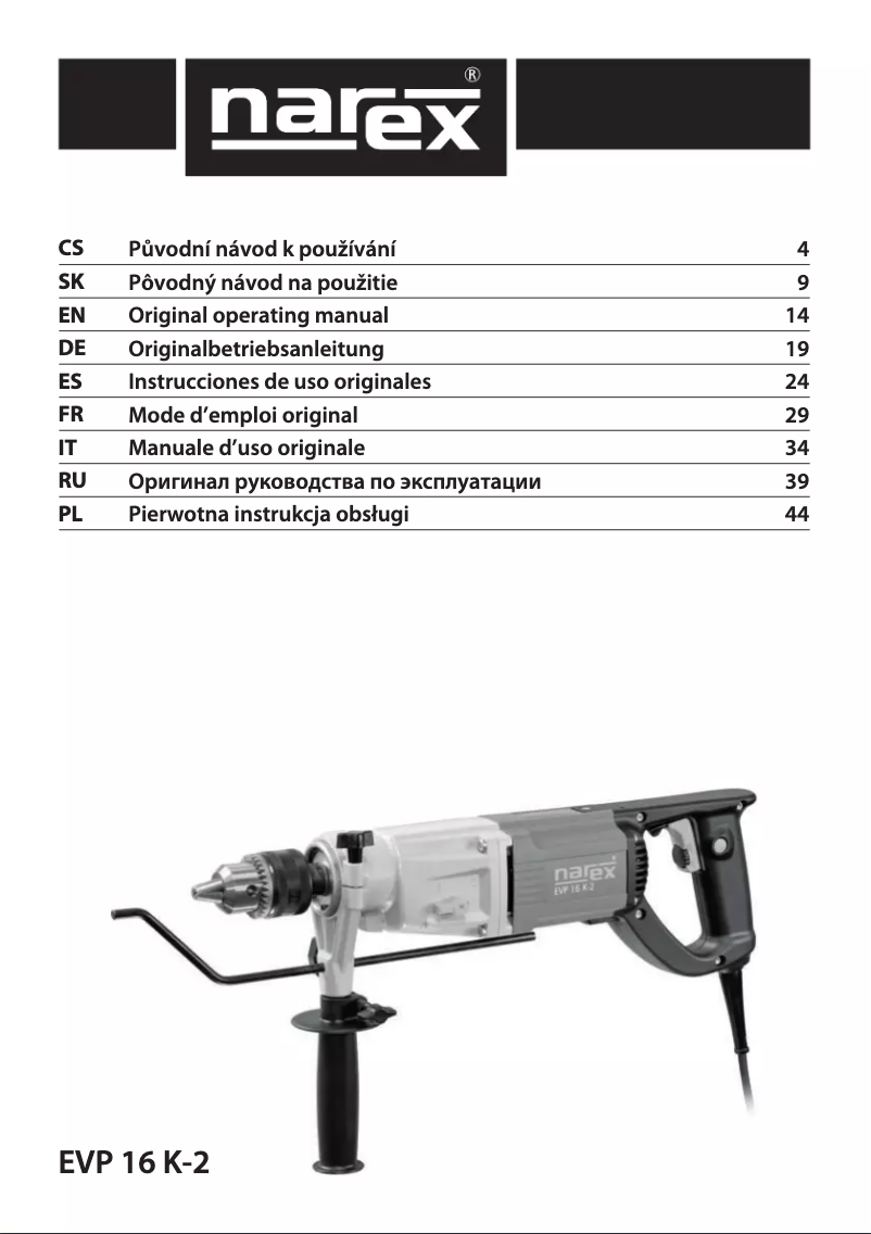 Page 1 of the manual User Manual Narex EVP 16 K-2