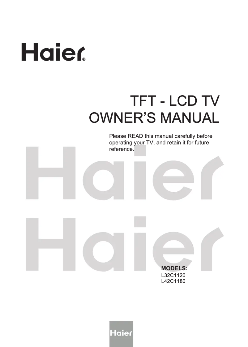Page 1 of the manual User Manual Haier L42C1180