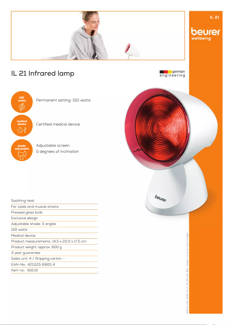 Page 1 of the manual Technical Sheet Beurer IL 21