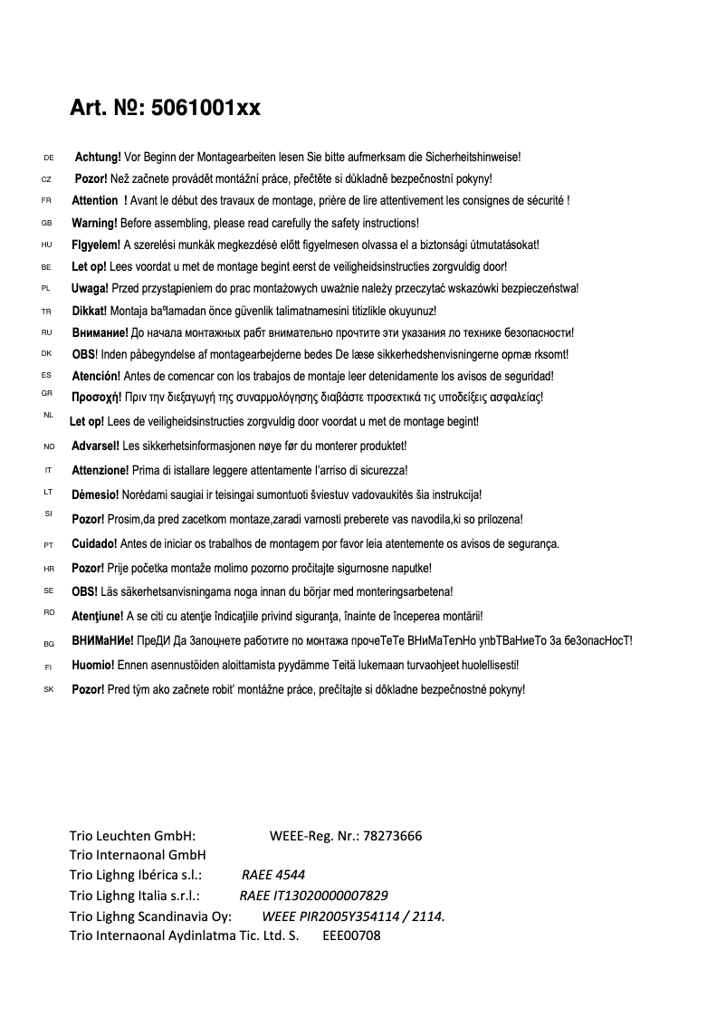 First page image of the manual for Faro 506100131