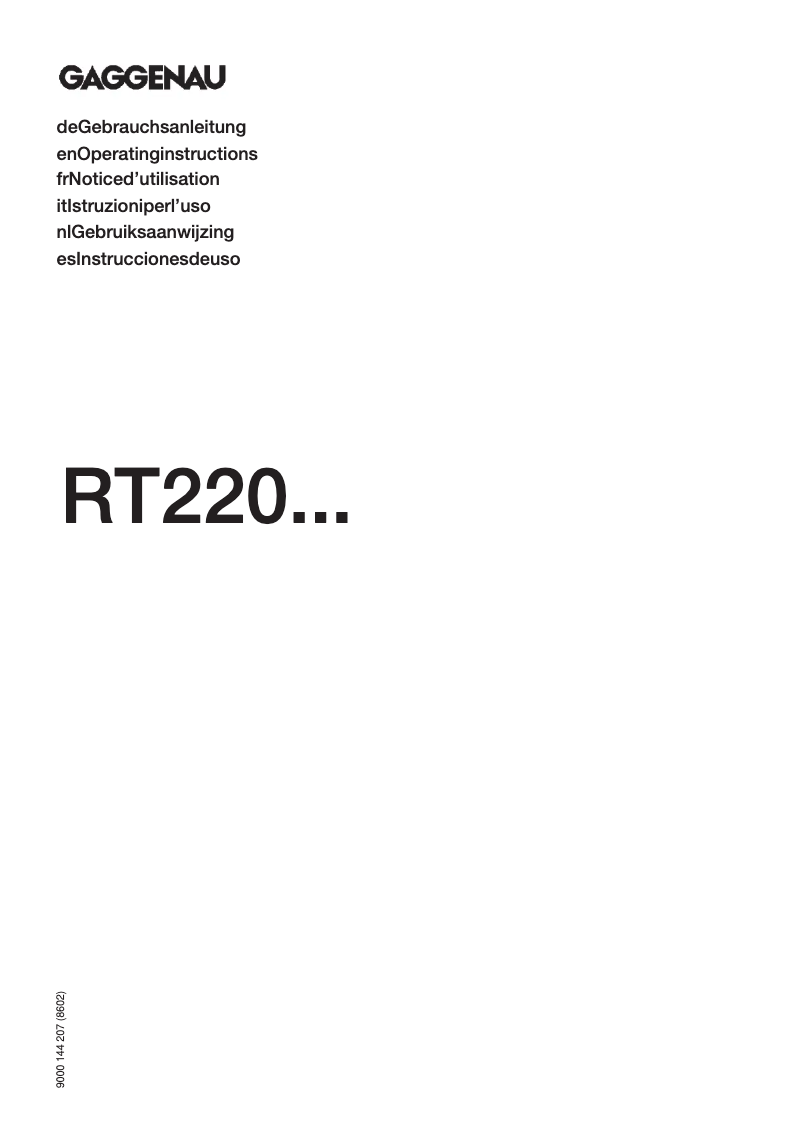 Page 1 de la notice Manuel utilisateur Gaggenau RT220201