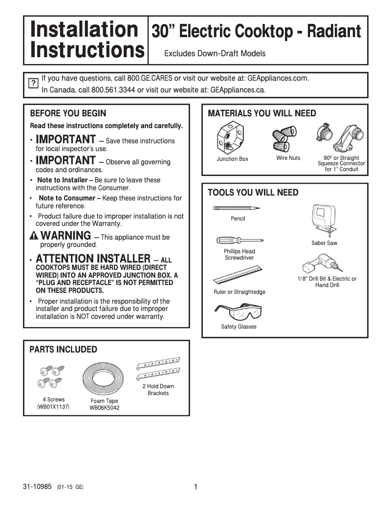 First page image of the manual for JP3030TJWW
