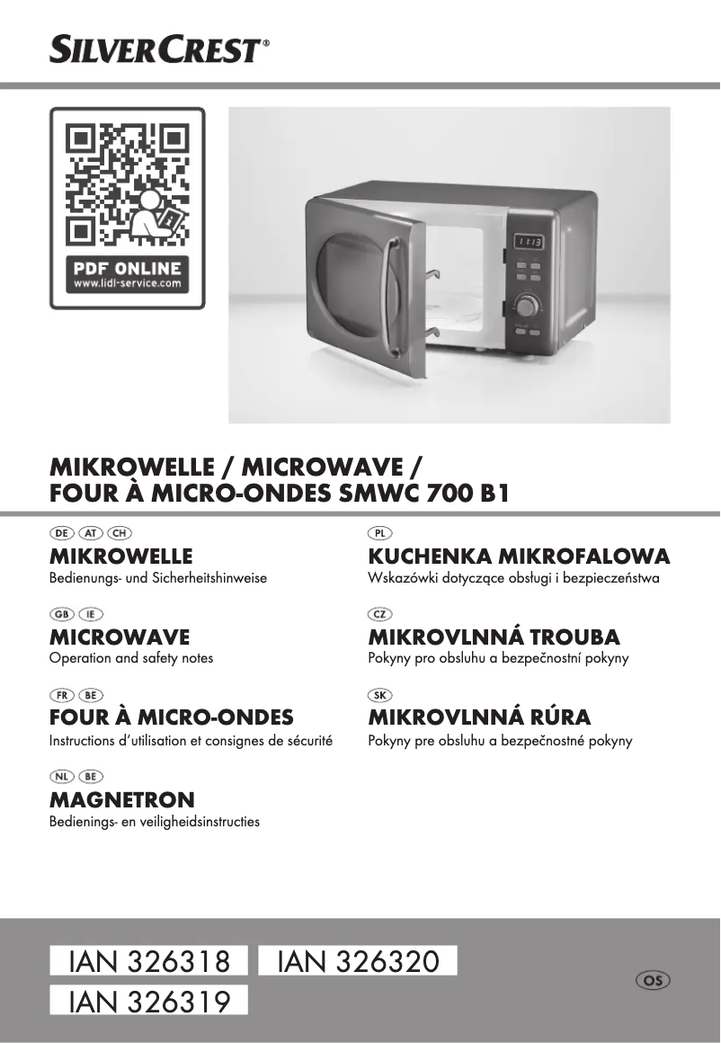 First page image of the manual for SMWC 700 B1