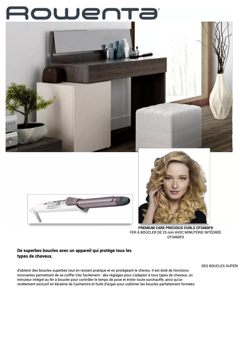 First page image of the manual for Precious Curls CF3460