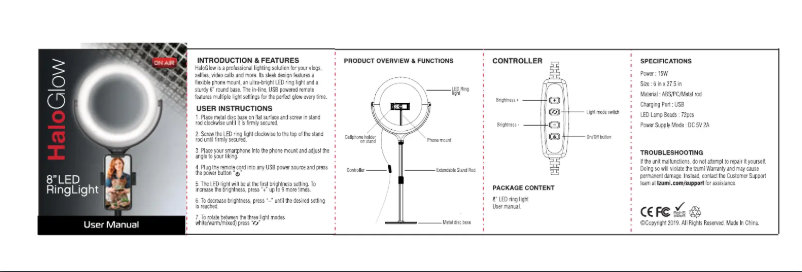 Page 1 of the manual User Manual On Air Halo Glow
