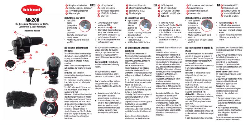 Page 1 de la notice Manuel utilisateur Hähnel MK200