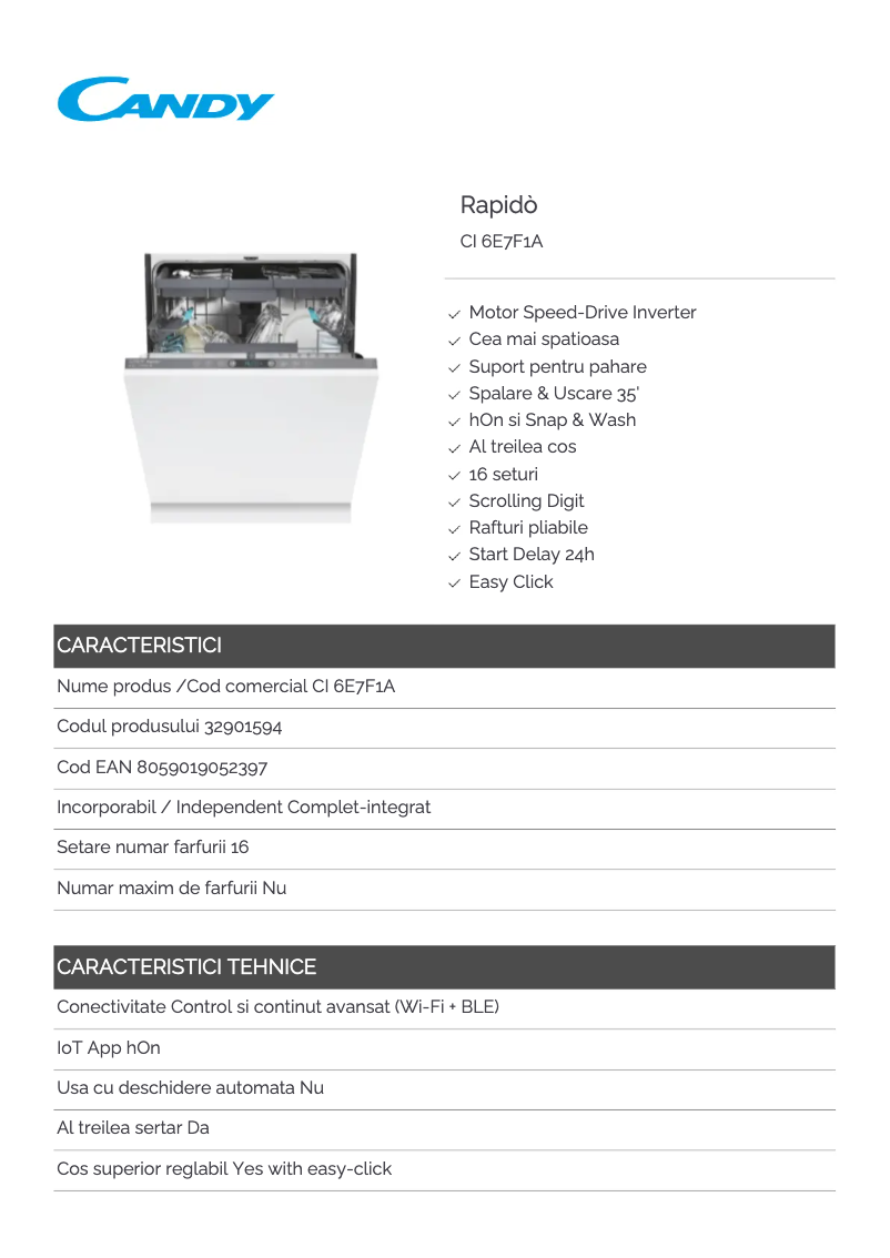 First page image of the manual for CI 6E7F1A