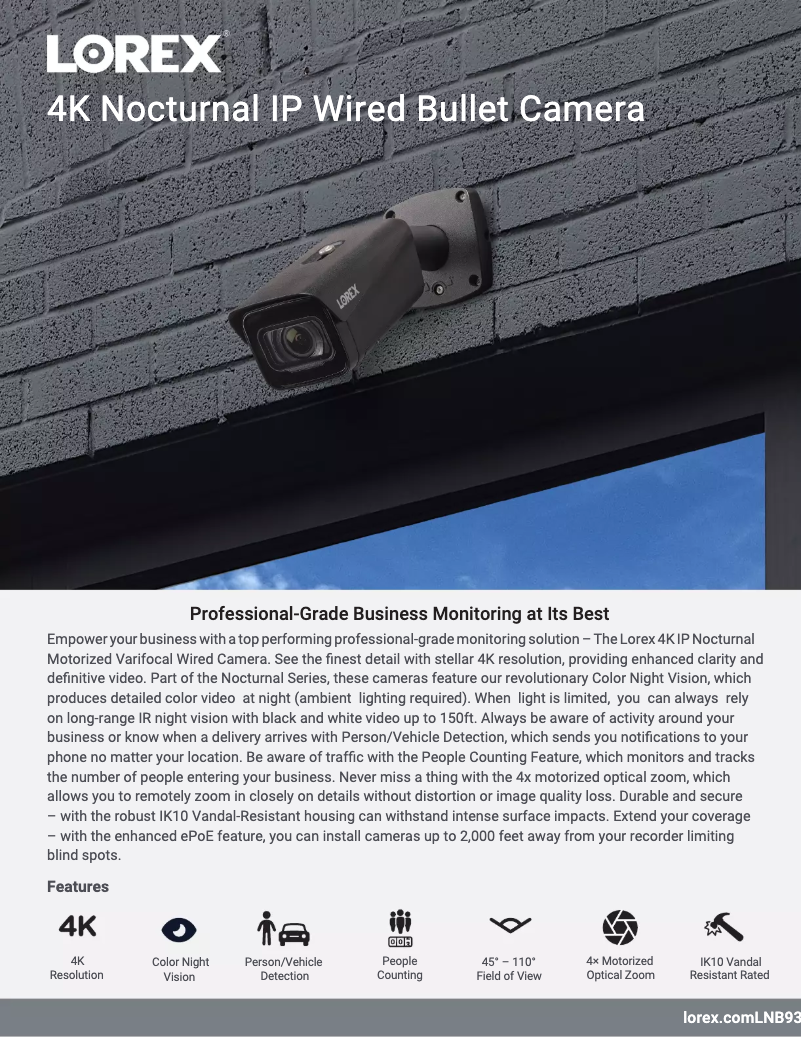 Page 1 of the manual Technical Sheet Lorex LNB9383