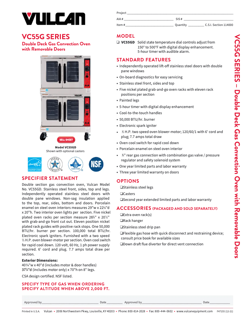 First page image of the manual for VC55GD