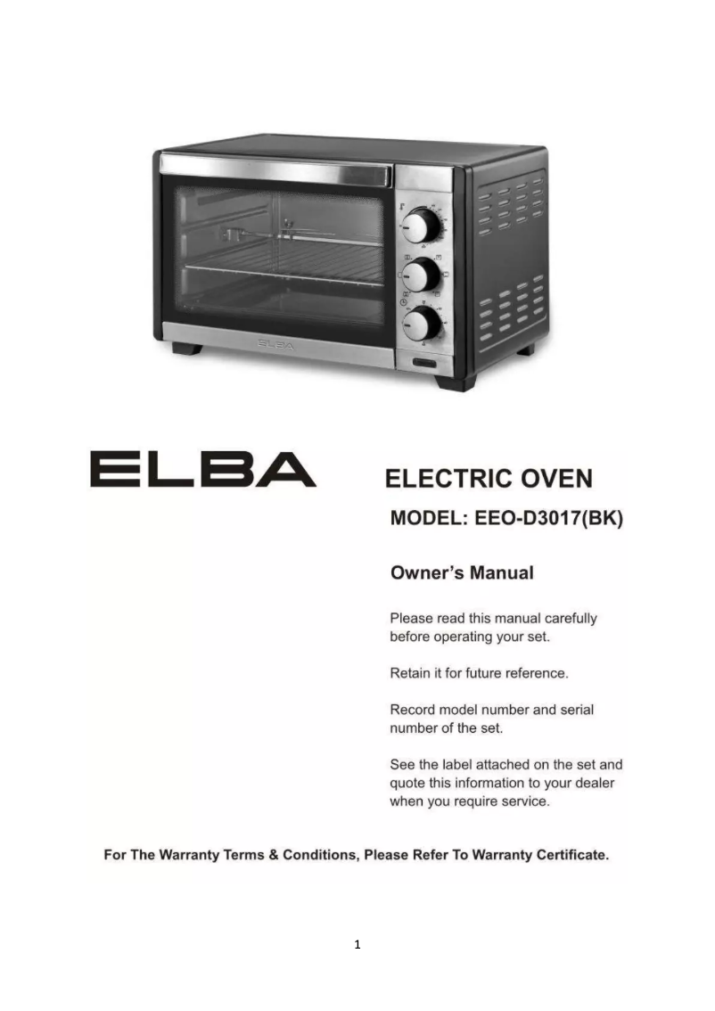 Page 1 of the manual User Manual Elba EEO-D3017(BK)