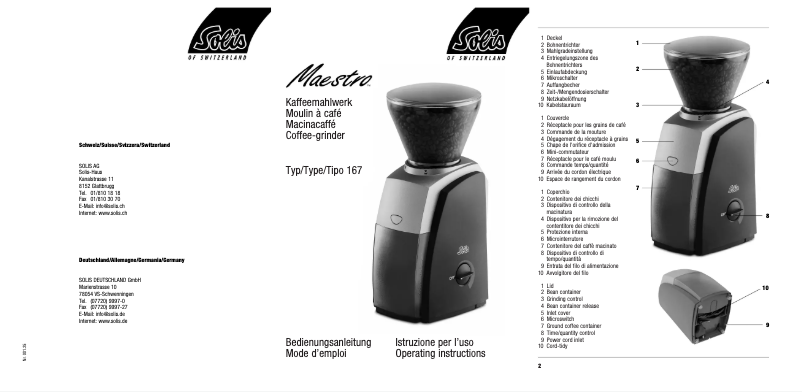 Page 1 of the manual User Manual Solis Maestro 167