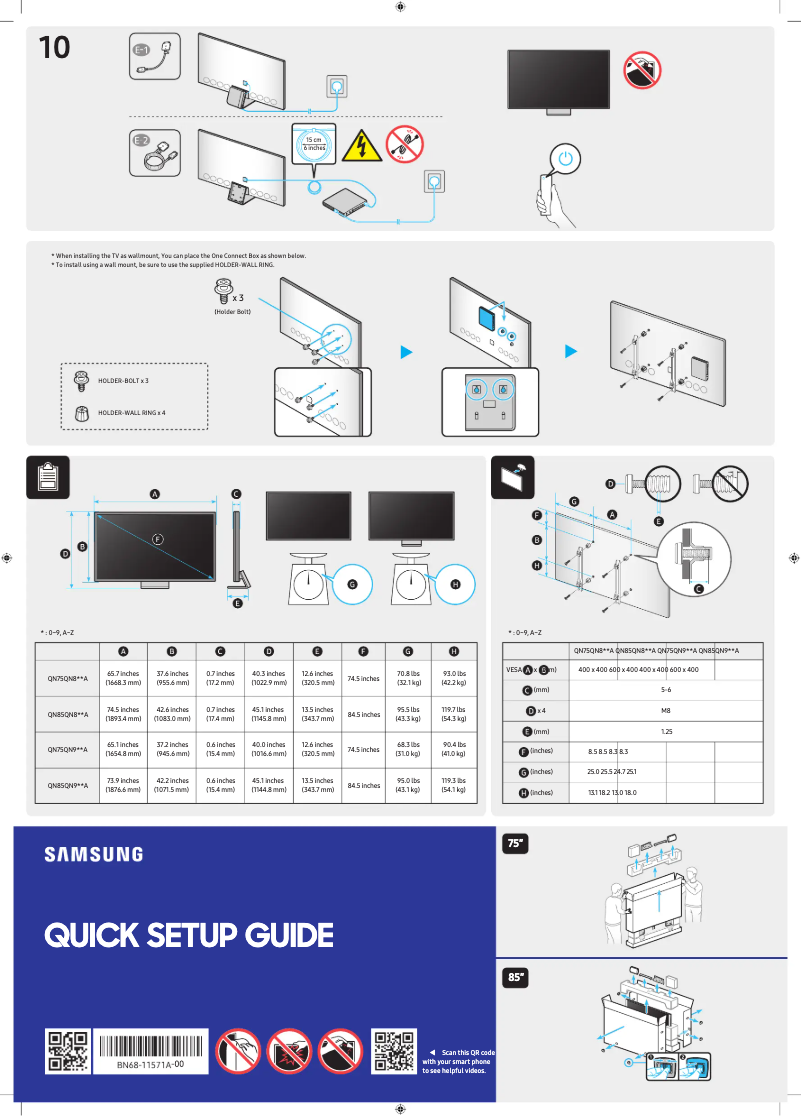 Page 1 of the manual Quick Start Guide Samsung QN75QN800A