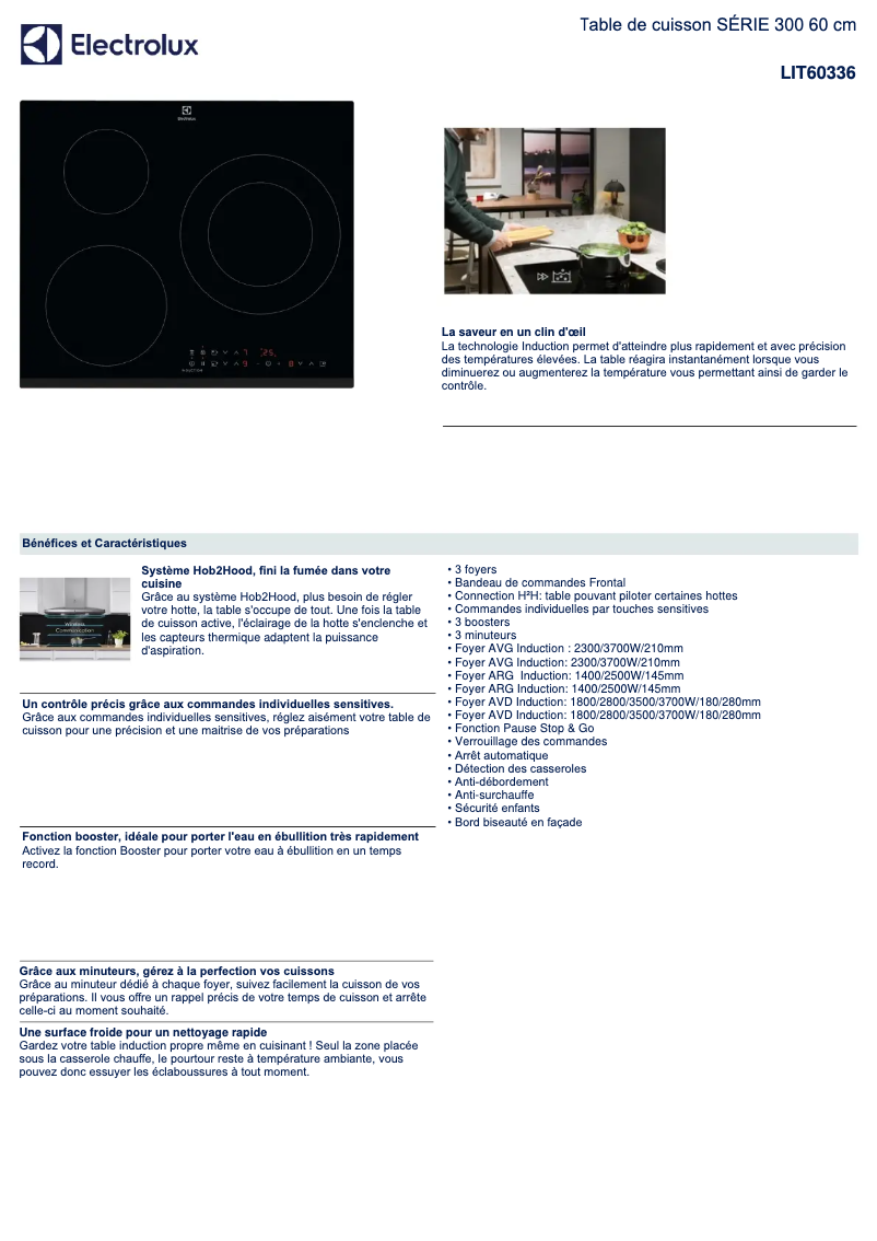 Page 1 of the manual Technical Sheet Electrolux LIT60336