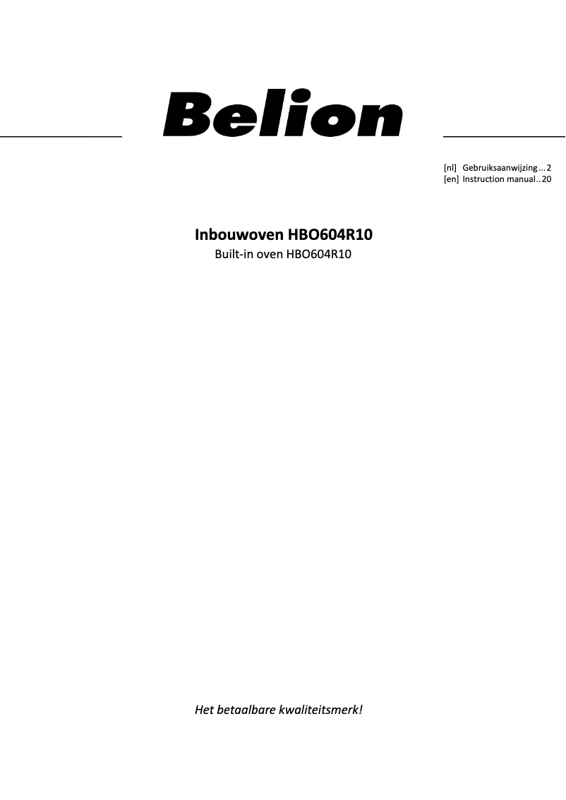 Page 1 of the manual User Manual Belion HBO604R10