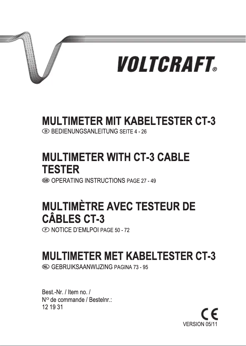 Page 1 of the manual User Manual Voltcraft CT-3