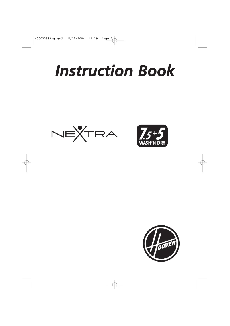 First page image of the manual for Nextra HNWF6167-86S