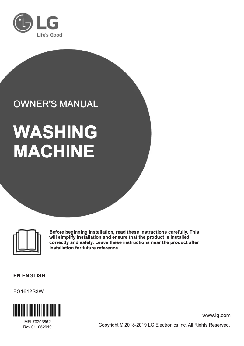 First page image of the manual for FG1612S3W